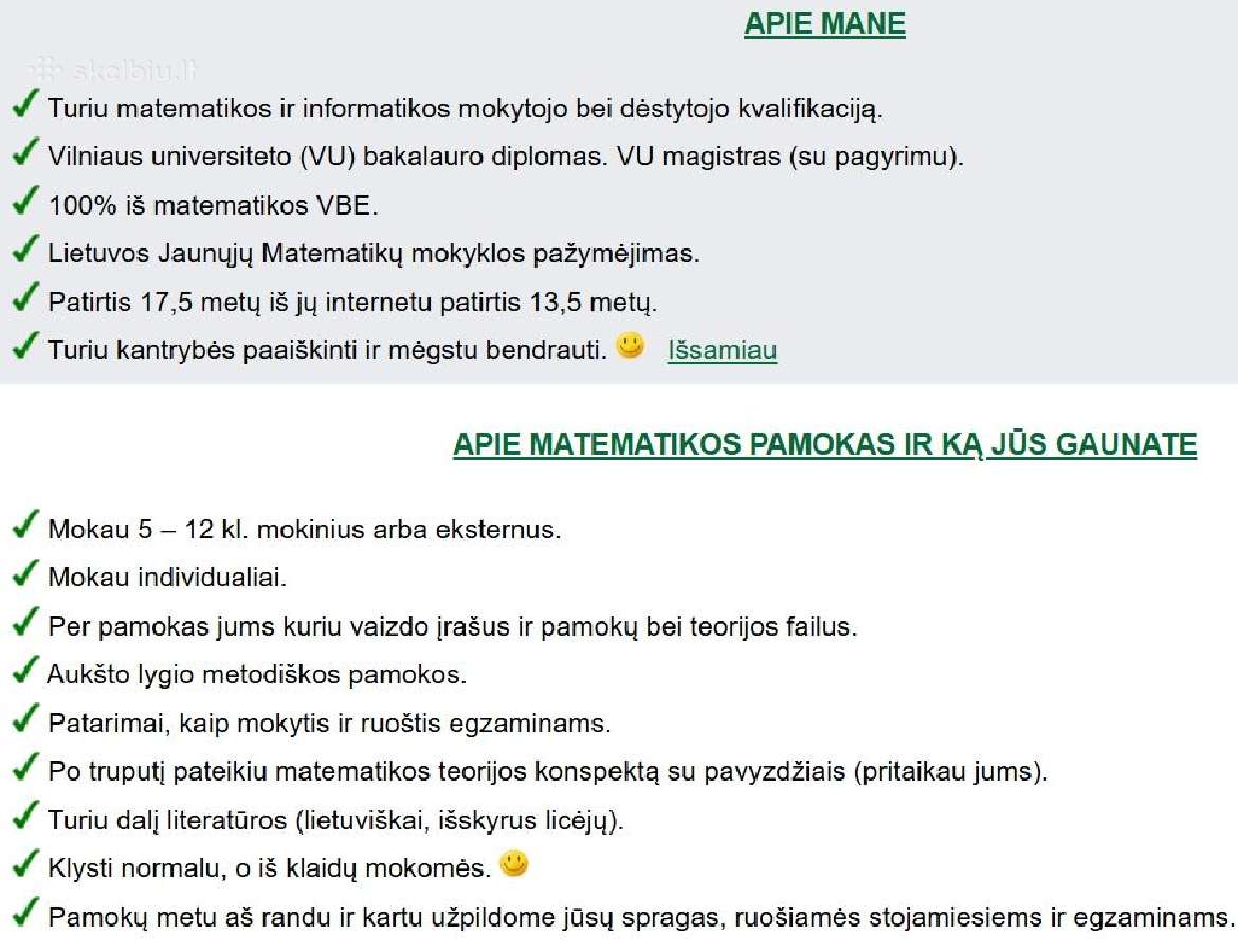 Matematikos korepetitorius 5-12 kl., eksternams - nuotraukos Nr. 2