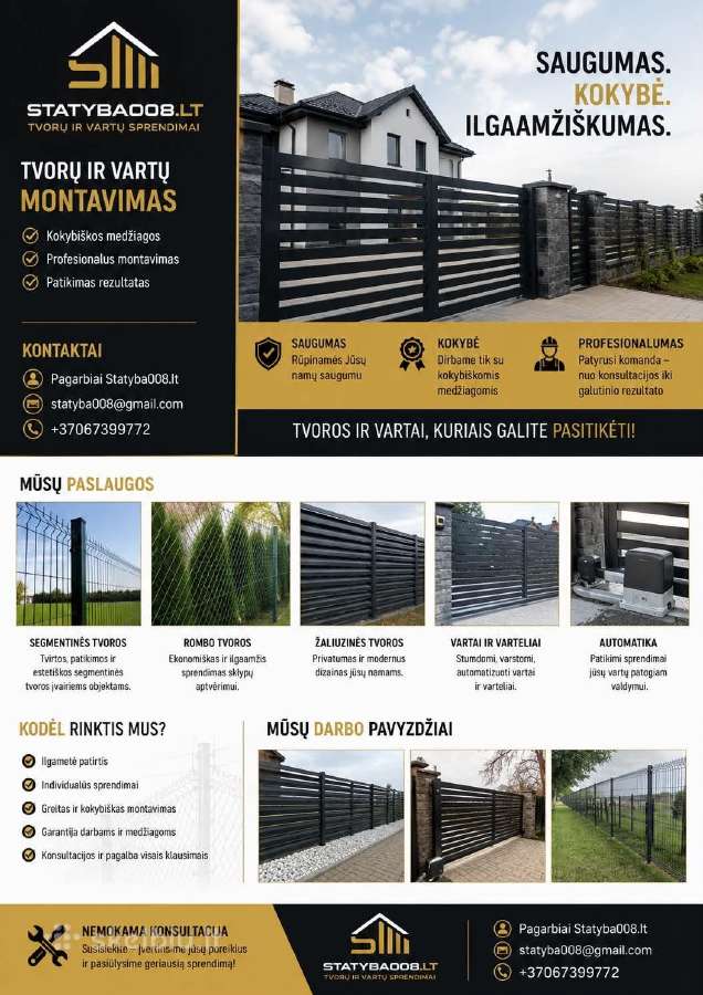 Tvorų įrengimas ir montavimas Vilnius