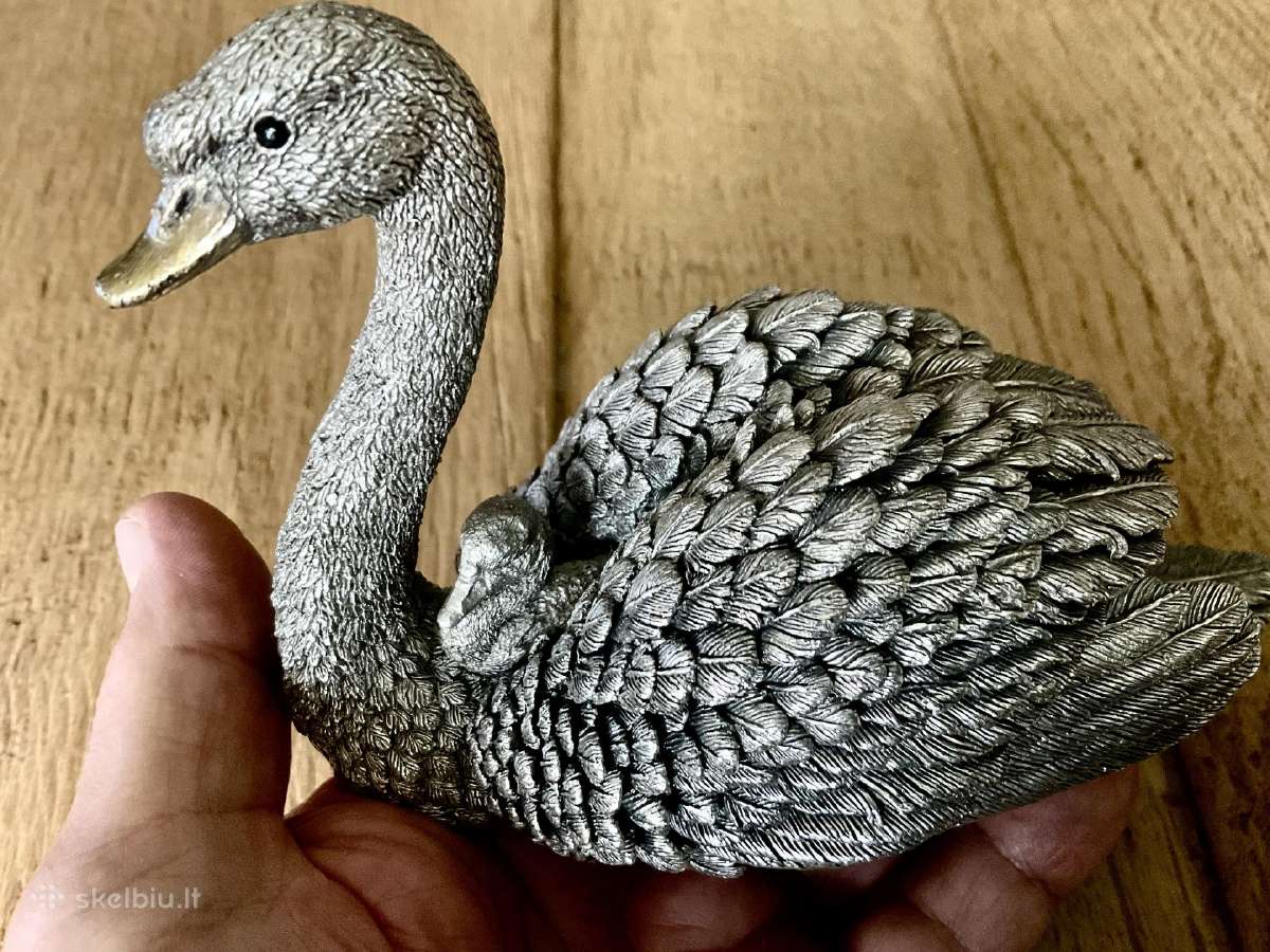 Sidabrine (925) didele gulbe su gulbinuku - nuotraukos Nr. 3