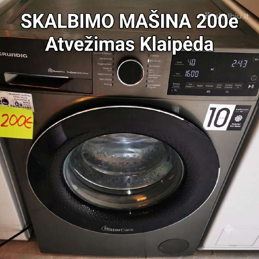 Tamsiai pilka skalbimo mašina Grundig 8kg A+++