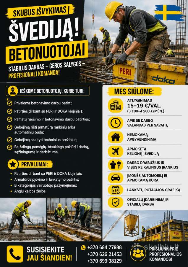 Eškome Betonuotojų- Doka/peri klojiniai