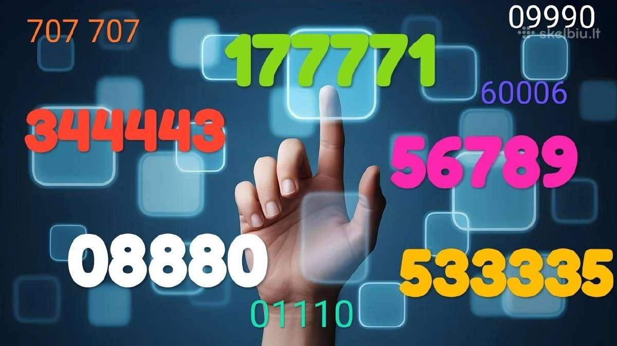 Gražūs VIP numeriai po 90€, 01110,08880,7777,09990