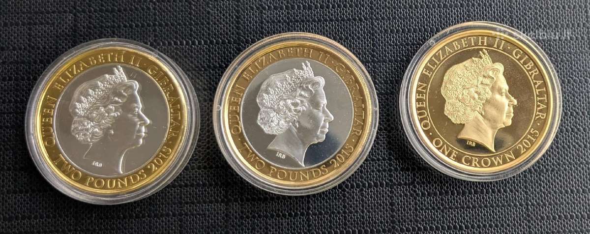 Gibraltaras, 2 pounds ir 1 crown (W. Churchill) - nuotraukos Nr. 2