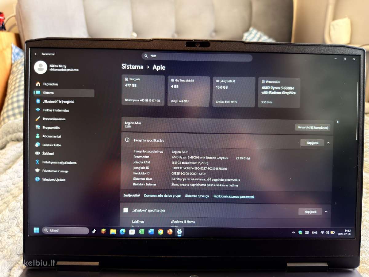 Lenovo idea pad gaming 3 - nuotraukos Nr. 9