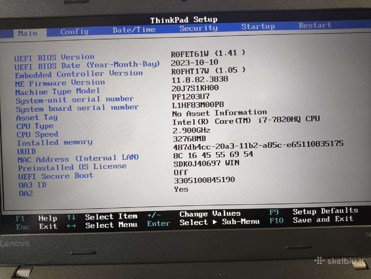 T470p Fhd Ips i7-7820hq 32gb 1tb SSD 7% - nuotraukos Nr. 5