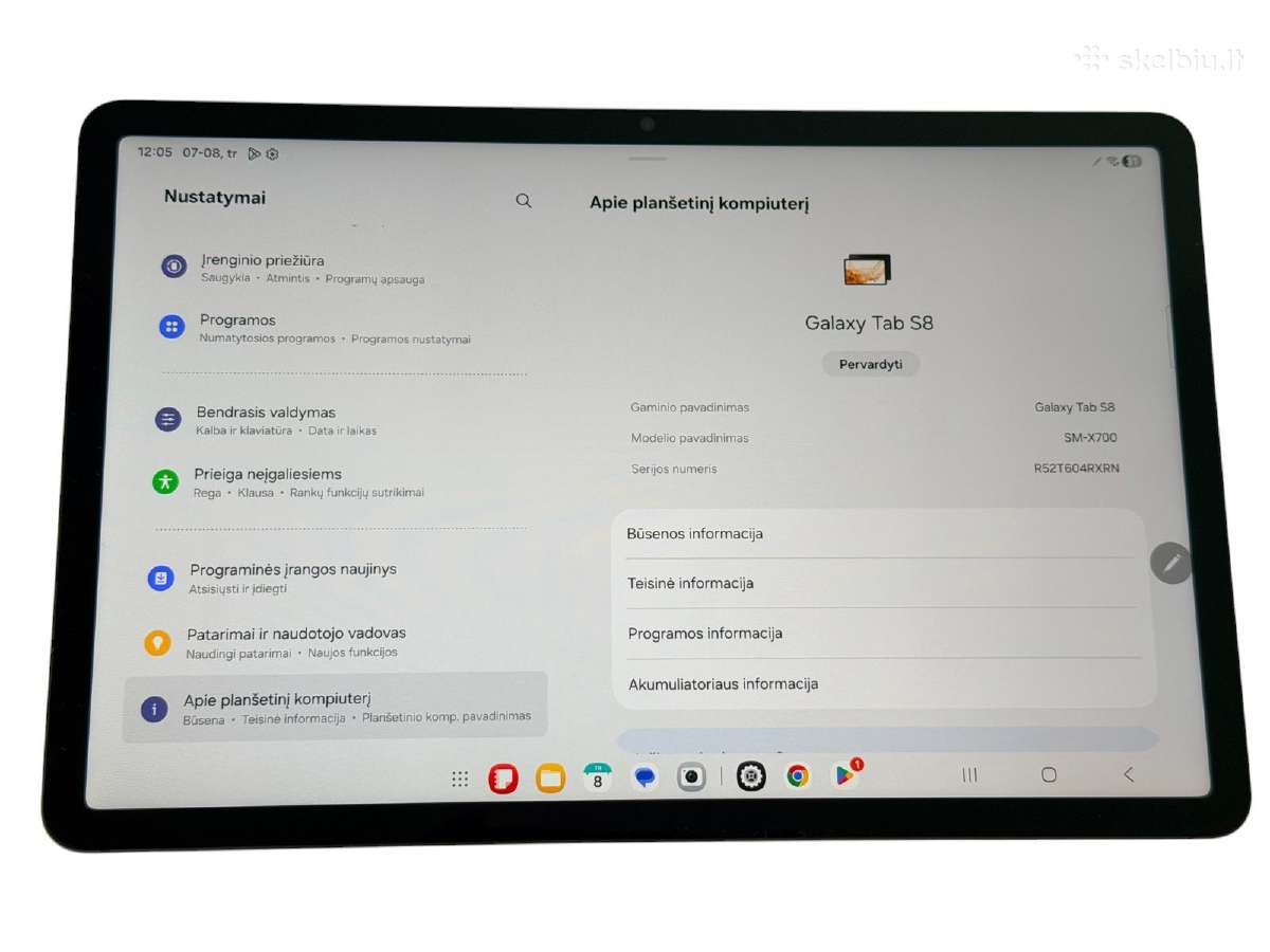Samsung Galaxy Tab S8 (sm-x700) – 8gb RAM / 128gb - nuotraukos Nr. 3