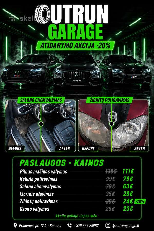 Auto detailing Kaune Poliravimas Chemvalymas