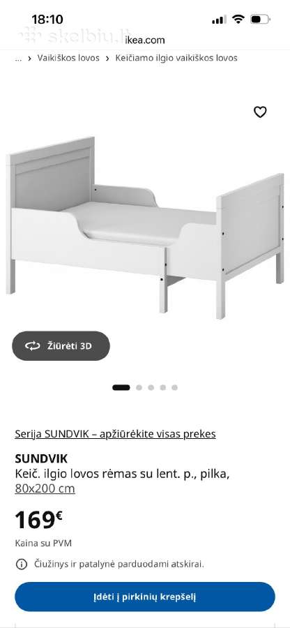 Ikea auganti lova su čiužiniu