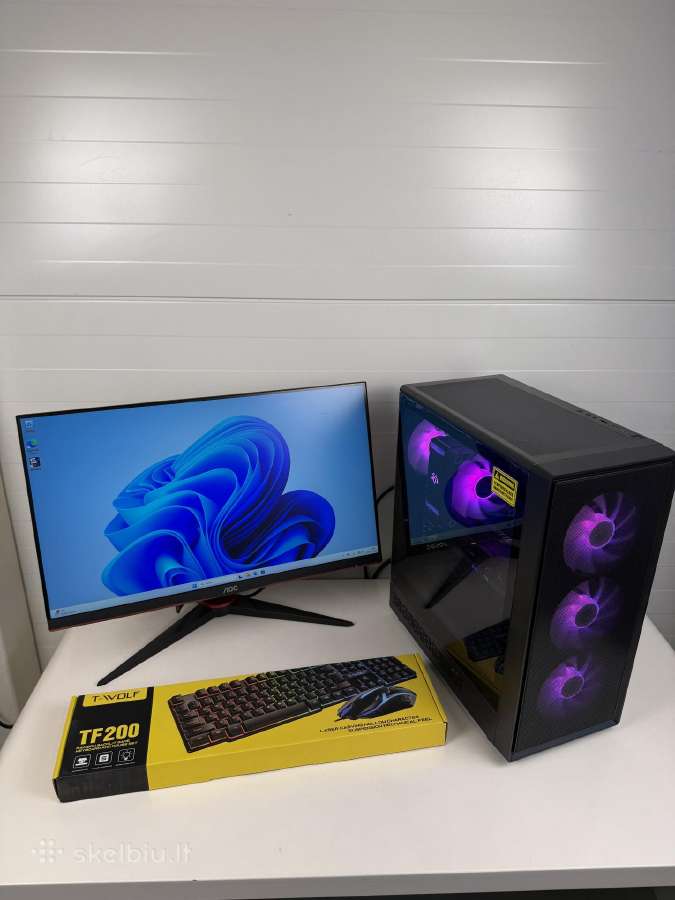 Pc Komplektas Rx 6700xt Ryzen 5 5600x + 144hz Aoc