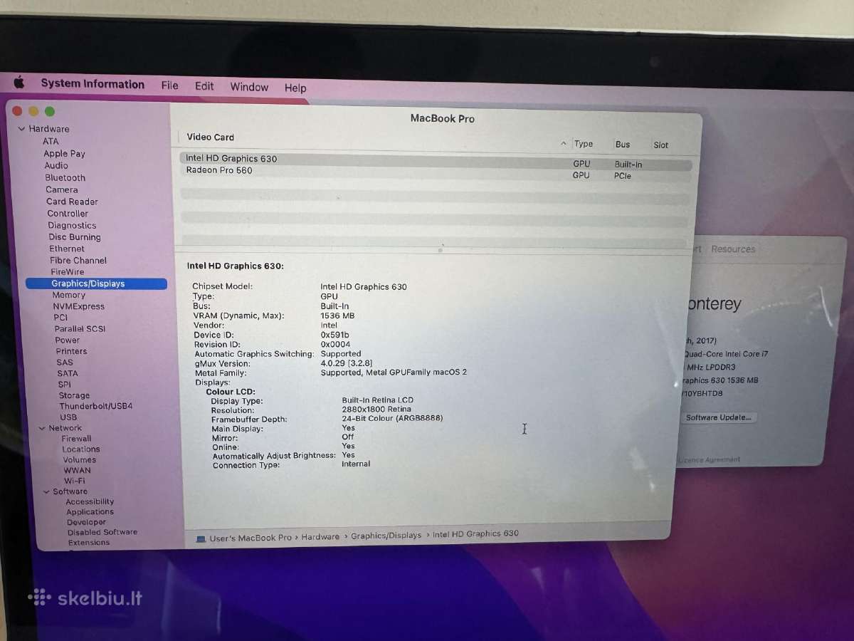 MacBook Pro 15 TB 2017 Quad-core I7 16/512gb - nuotraukos Nr. 8