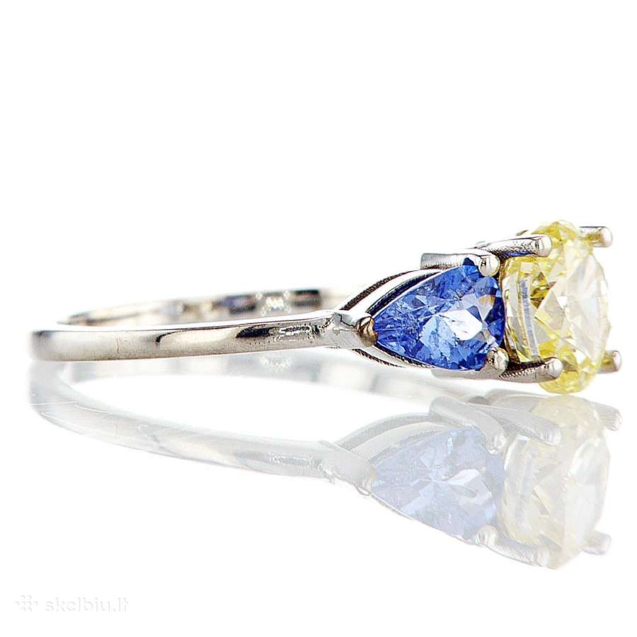 Žiedas su briliantu ir tanzanitais (1,87ct) - nuotraukos Nr. 3