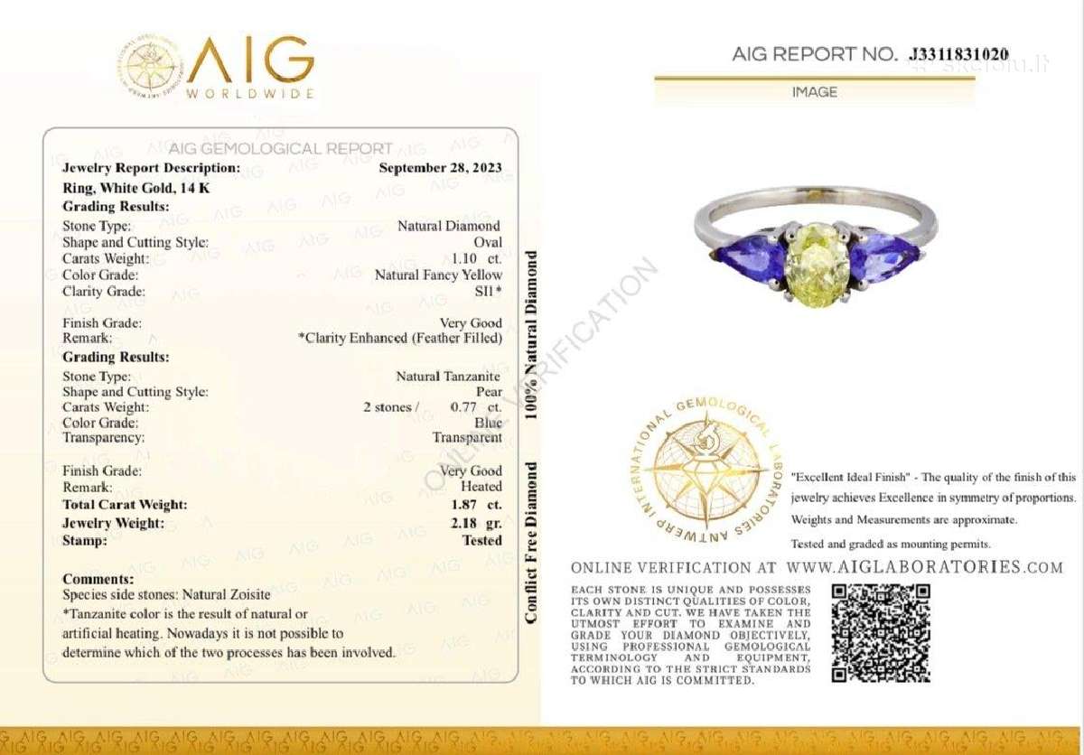 Žiedas su briliantu ir tanzanitais (1,87ct) - nuotraukos Nr. 4