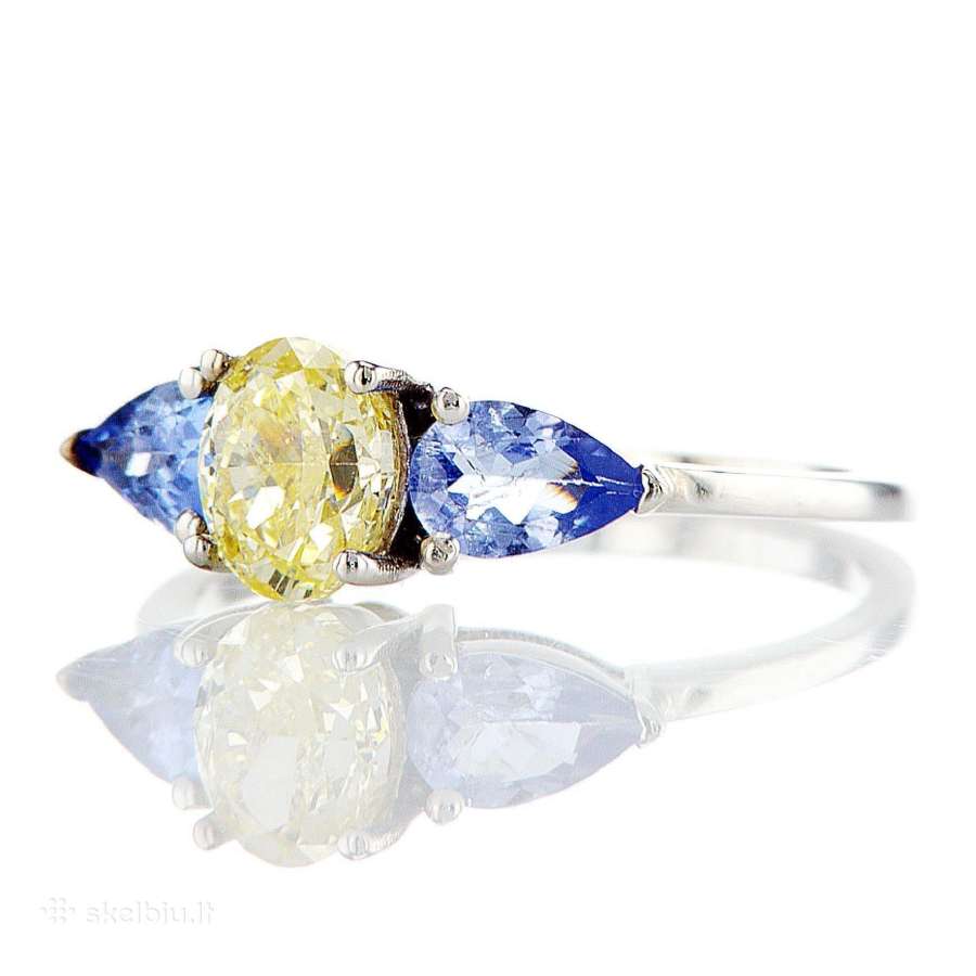 Žiedas su briliantu ir tanzanitais (1,87ct) - nuotraukos Nr. 5