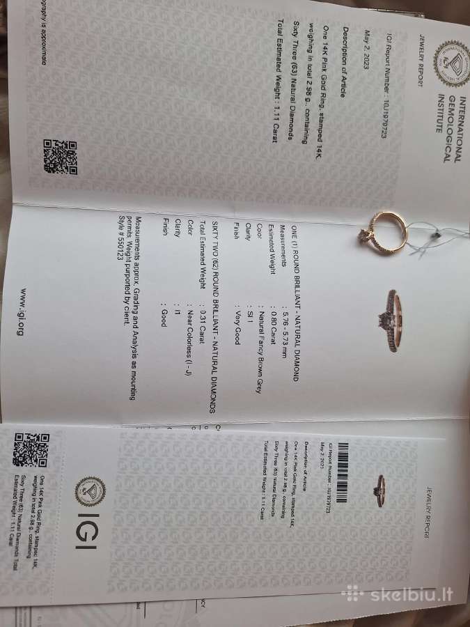 Aukso žiedas su briliantais (1,1ct) - nuotraukos Nr. 11