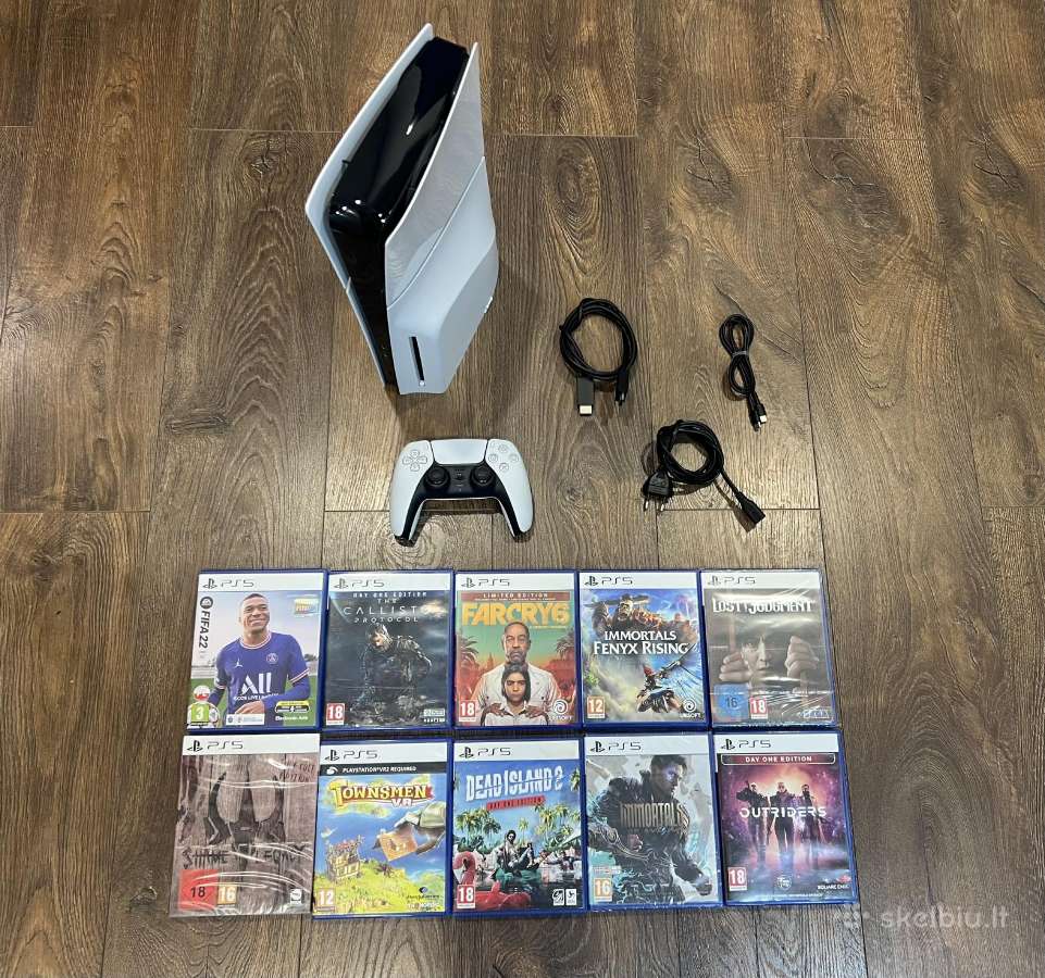Playstation 5 Slim, Black & White, 1tb/10žaidimu