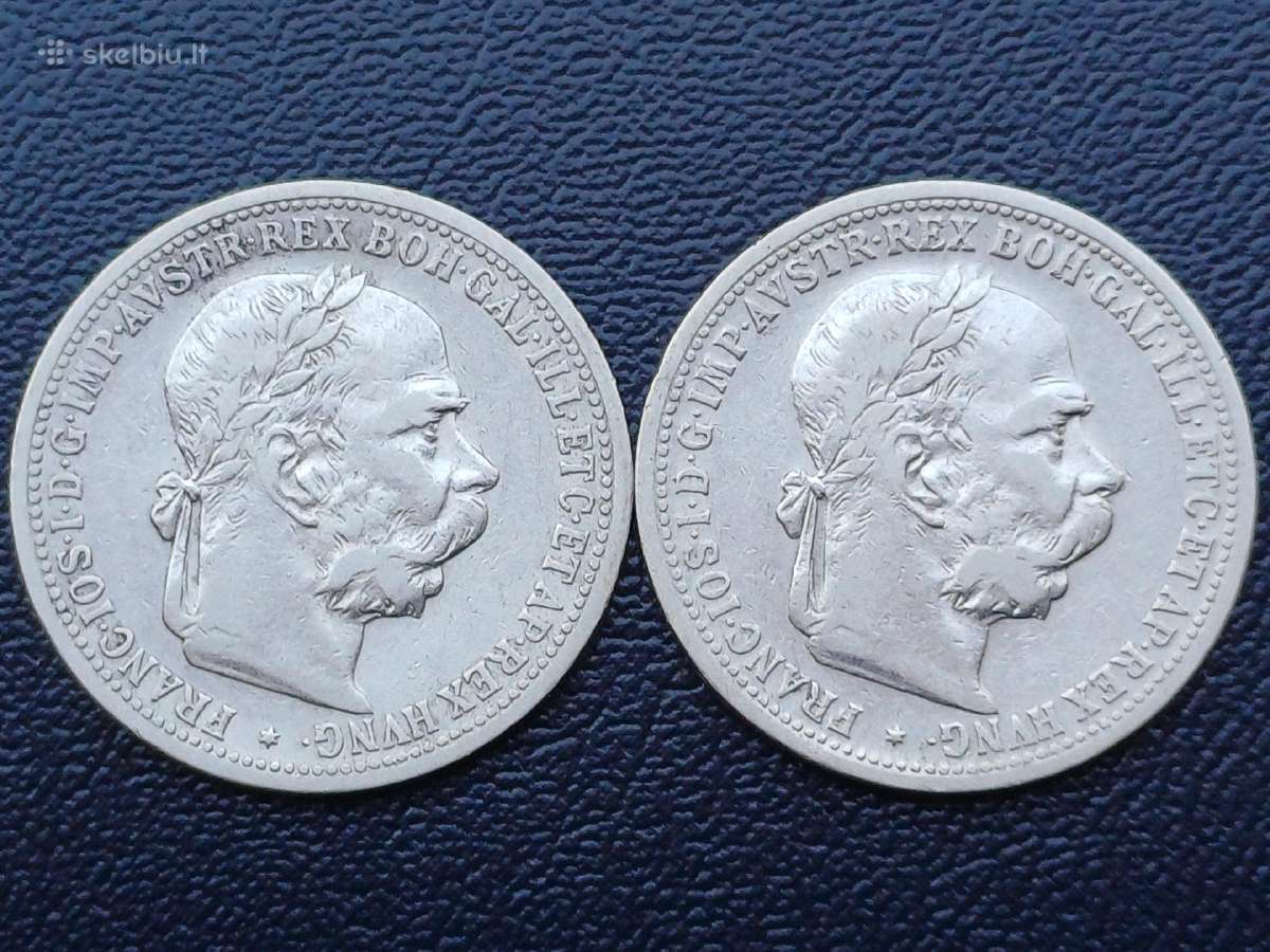 1 krona 1901,1902m. Austrija sidabras - nuotraukos Nr. 2