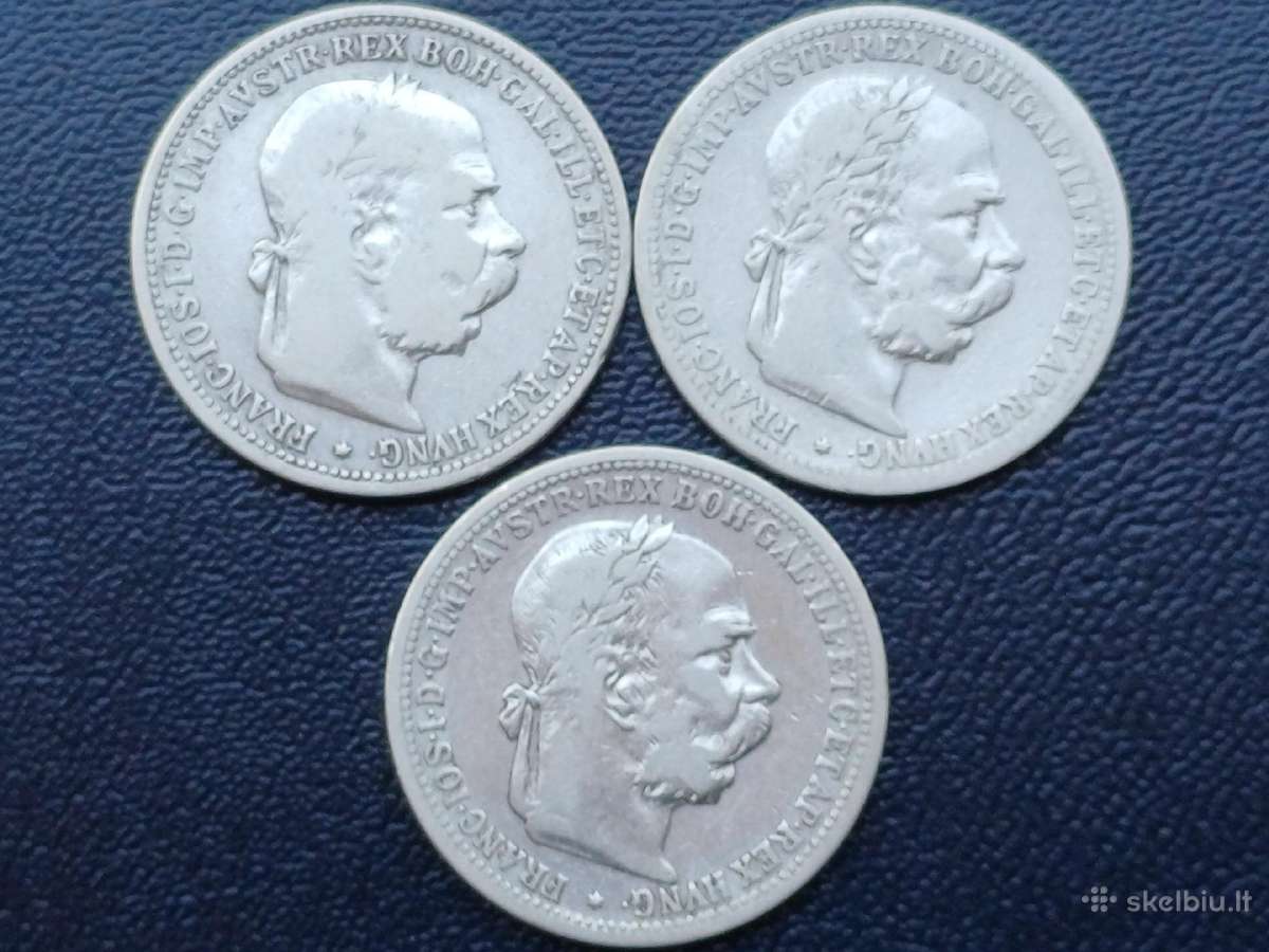 1 krona 1893-95m. Austrija sidabras - nuotraukos Nr. 2