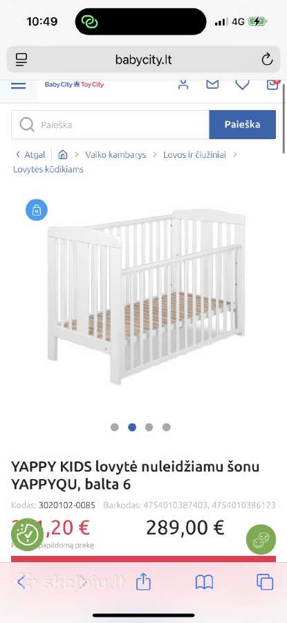 Yappy Kids lovytė nuleidziamu sonu - nuotraukos Nr. 4