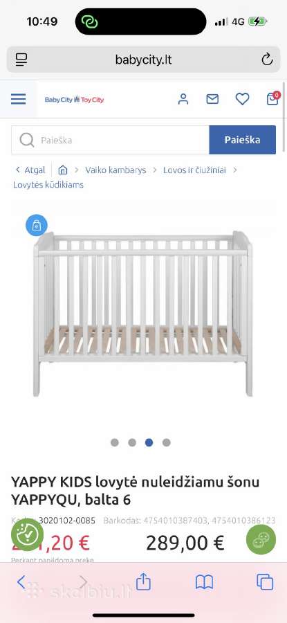 Yappy Kids lovytė nuleidziamu sonu - nuotraukos Nr. 5