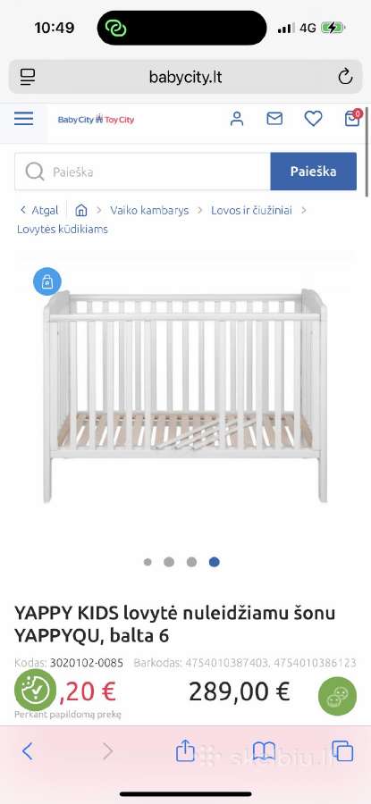 Yappy Kids lovytė nuleidziamu sonu - nuotraukos Nr. 6