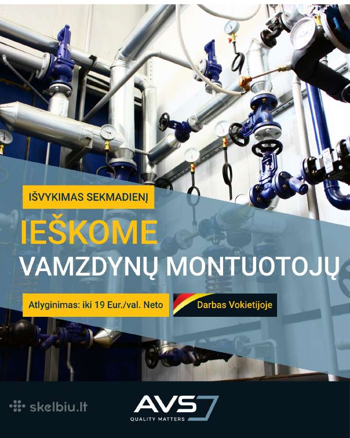 Vamzdynų montuotojai darbui Vokietijoje