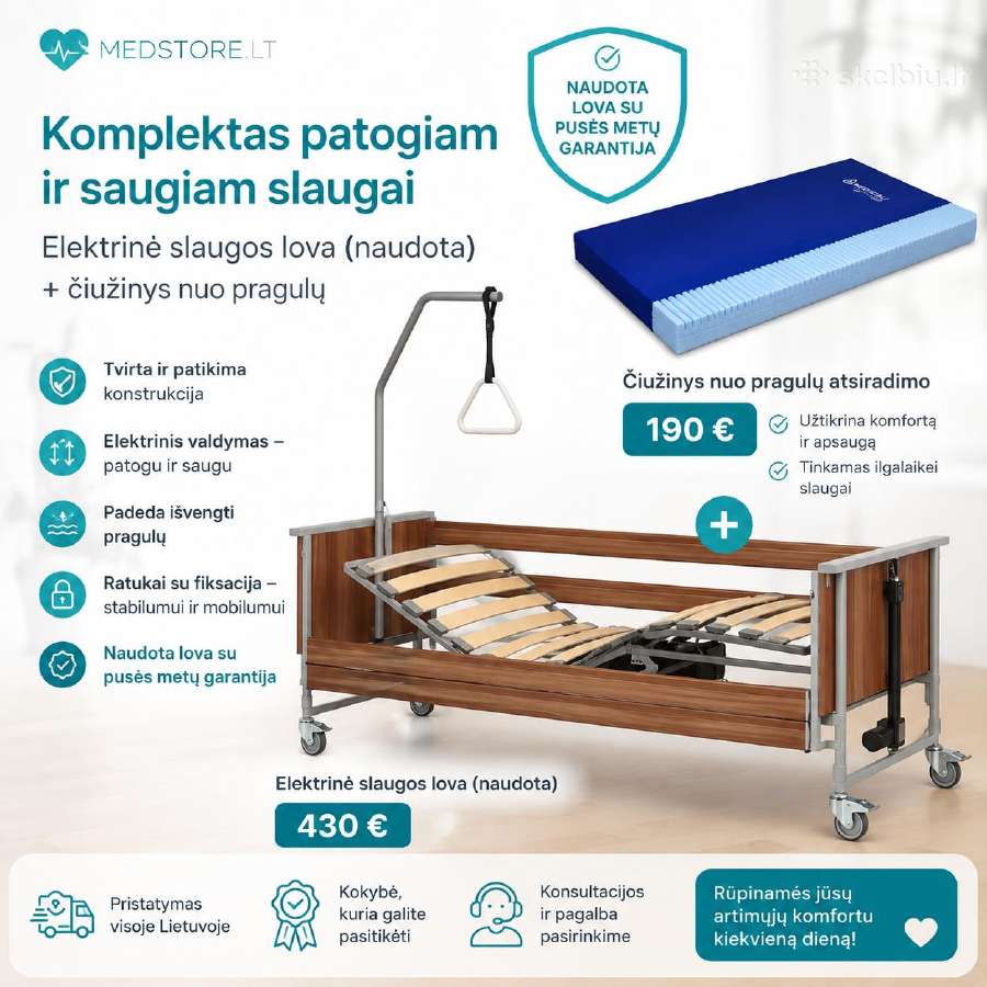 Funkcinė elektrinė slaugos lova / su garantija - nuotraukos Nr. 5