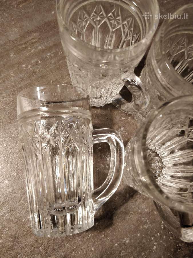 Krikštoliniai bokalai su rankenėle 4 vnt - nuotraukos Nr. 4