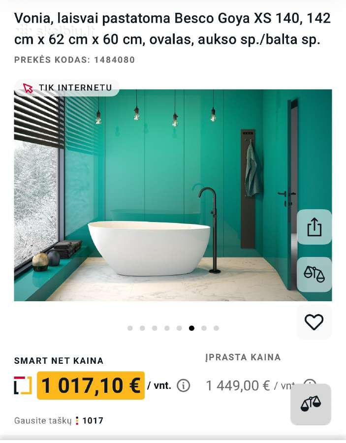 Nauja akmens masės Besco Goya XS vonia - nuotraukos Nr. 5