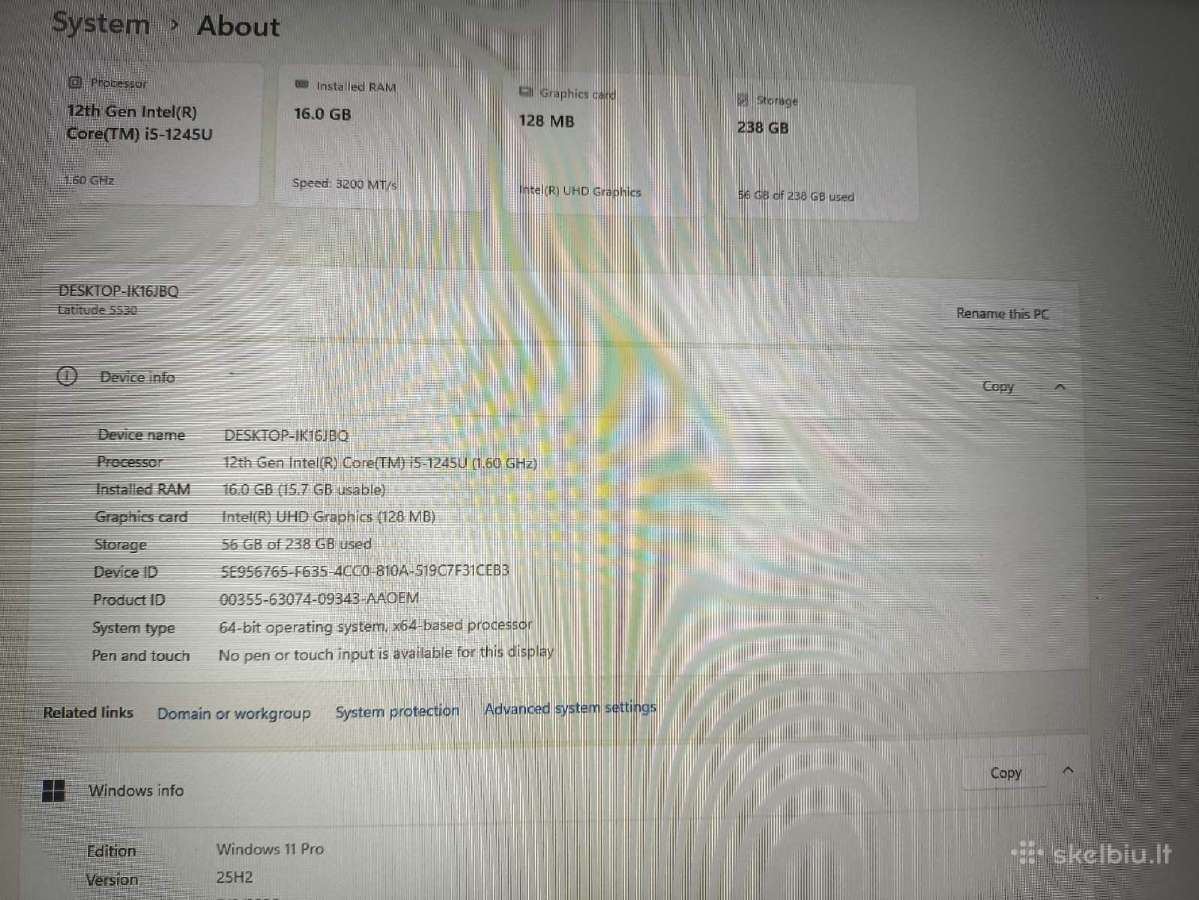 Latitude 15.6 Ips i5-1245u 16gb 256gb SSD 20% - nuotraukos Nr. 4