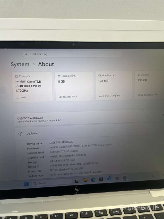 Hp Elitebook x360 1030 G7 i5-10310 8gb 256gb SSD - nuotraukos Nr. 6