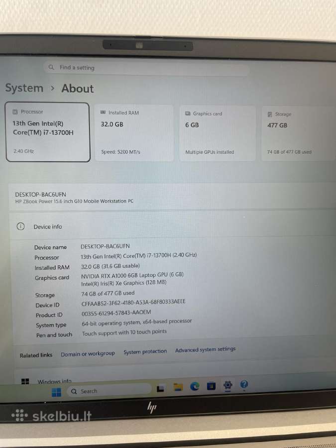 Hp Zbook Power G10 i7-13700h 32gb RAM 512gb SSD - nuotraukos Nr. 9