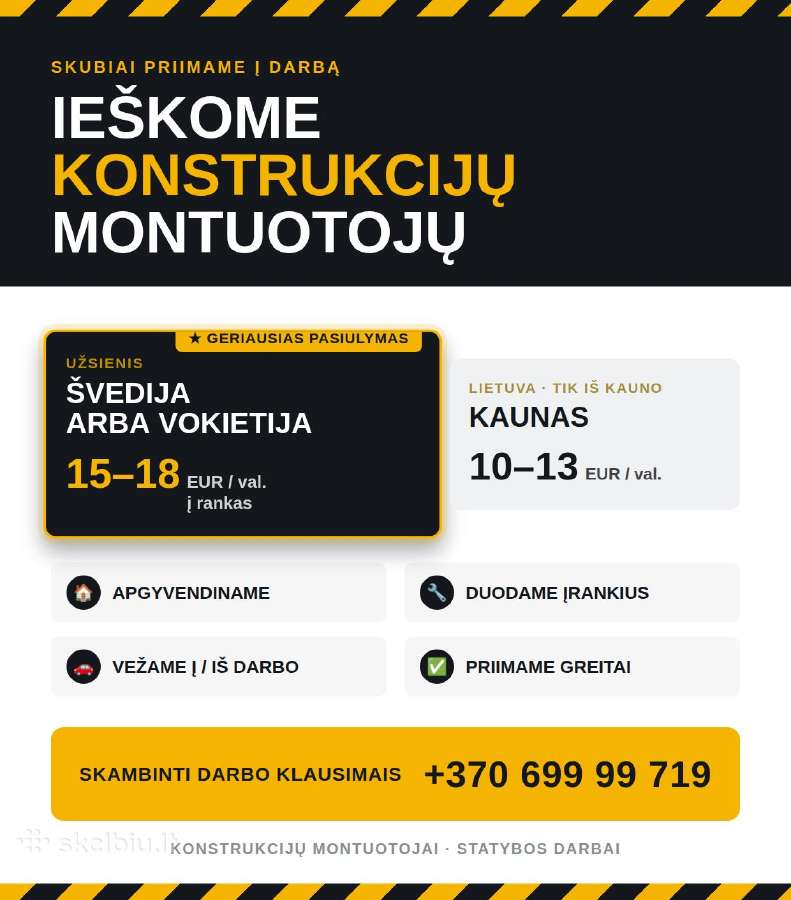 Ieškome Konstrukcijų Montuotojų