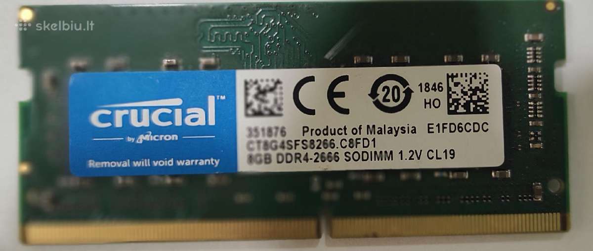 Neš. Kompiuterio RAM Crucial 8gb Ddr4-2666 - nuotraukos Nr. 2