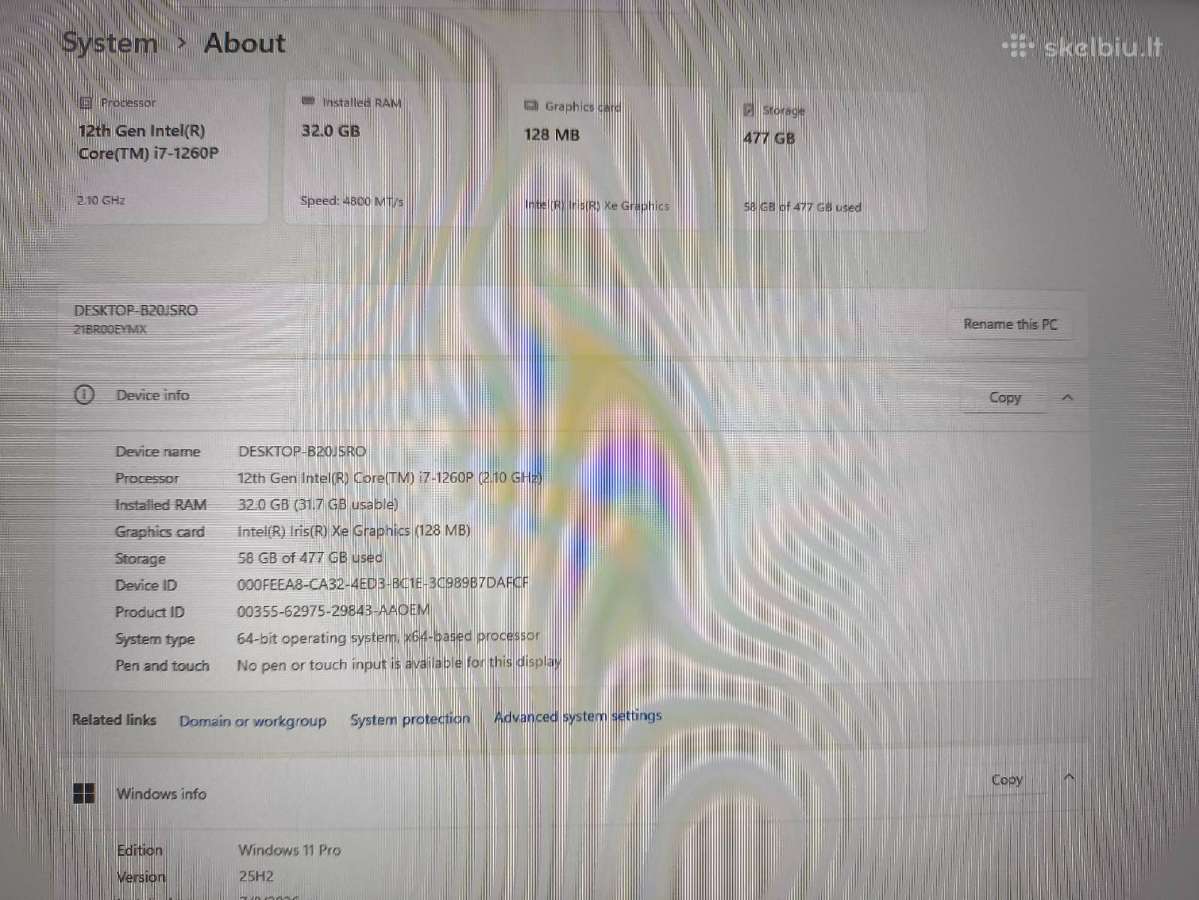 T14s Gen 3 Fhd+ 400 Nit I7-1260p 32gb 512gb 41% - nuotraukos Nr. 4