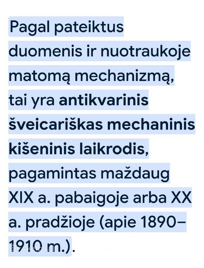 Auksinis kišeninis Šveicariškas laikrodis - nuotraukos Nr. 11