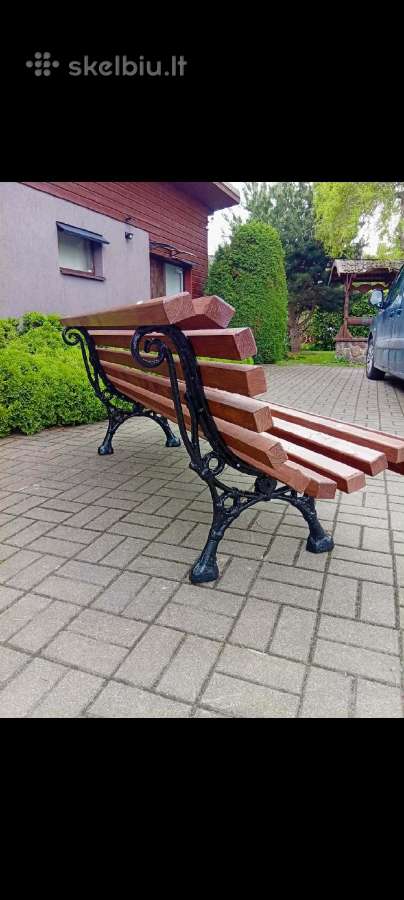 Lauko suolas 2m./80kg.kojos 44kg.atrestauruotos se - nuotraukos Nr. 2