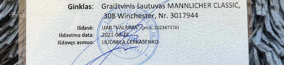 Parduodu karabiną Mannlicher