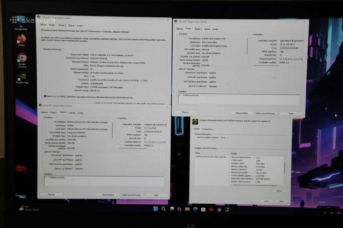 Hp Gaming i7-8750h Gtx 1060 16gb SSD+HDD - nuotraukos Nr. 10