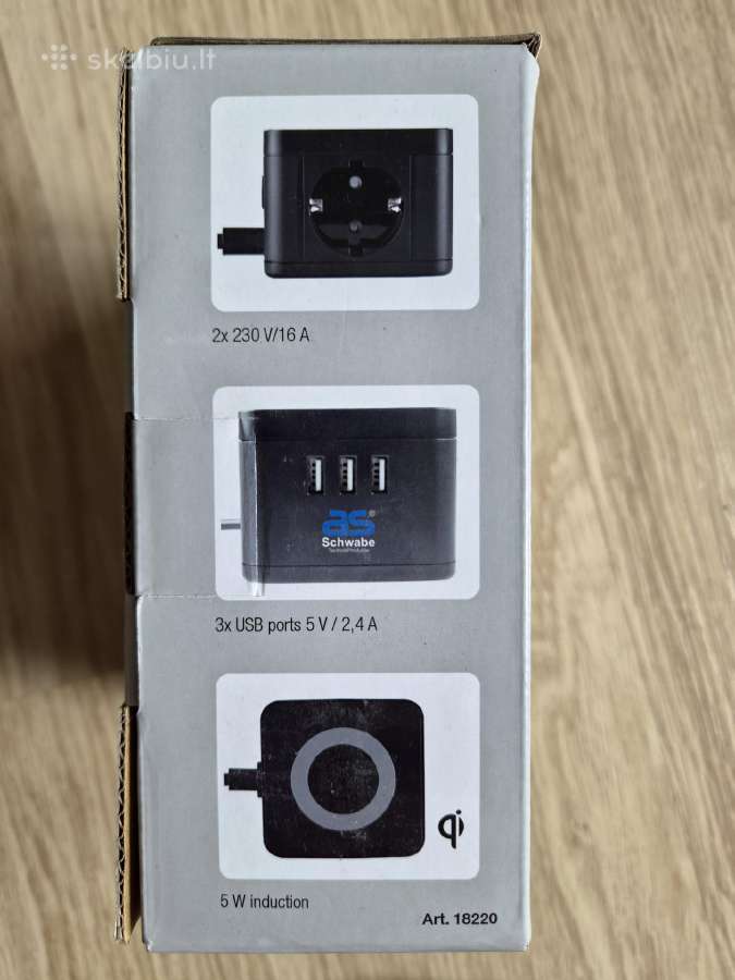 Usb, 220v ilgiklis su indukc. įkrovikliu telefonui - nuotraukos Nr. 2