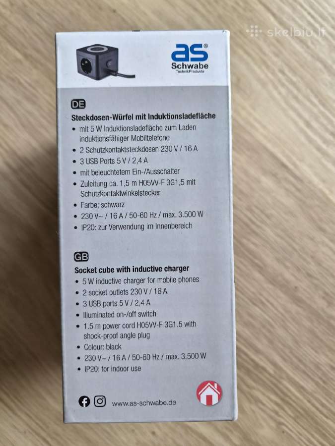 Usb, 220v ilgiklis su indukc. įkrovikliu telefonui - nuotraukos Nr. 3