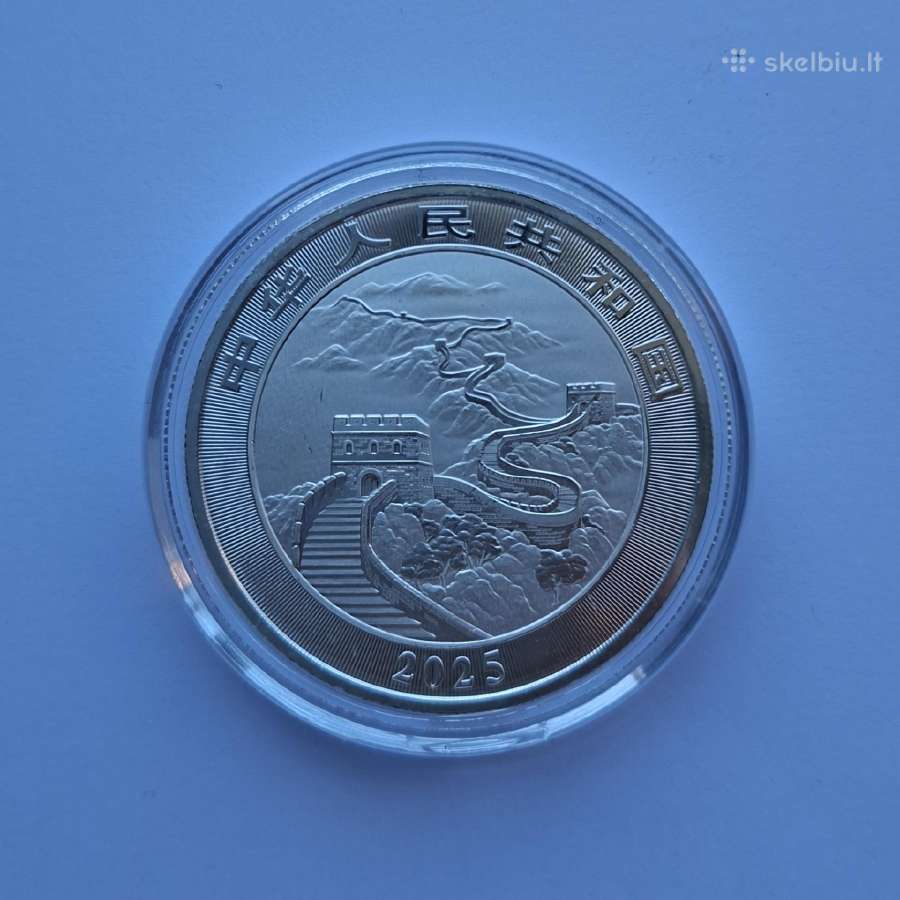 Kinijos 10 juanių, 1oz 999 sidabras. - nuotraukos Nr. 2