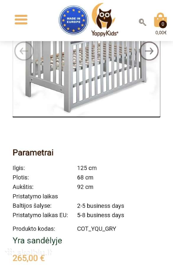 Vaikiška lovytė Yappyqu Light Grey Limited - nuotraukos Nr. 7