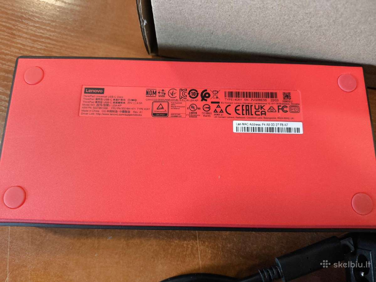 Lenovo 40ay Docking ( Jungčių stotelė ) su 12 mėn - nuotraukos Nr. 3