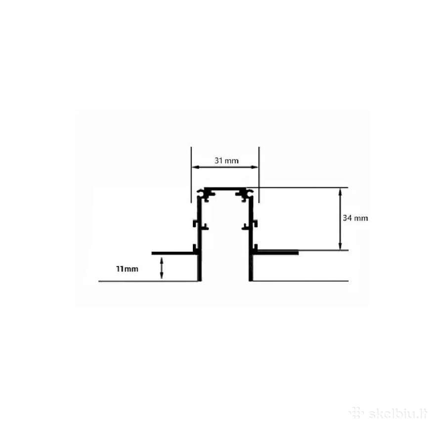 Magnetinis bėgelis, užglaistomas juodas R20-11mm 2 - nuotraukos Nr. 2