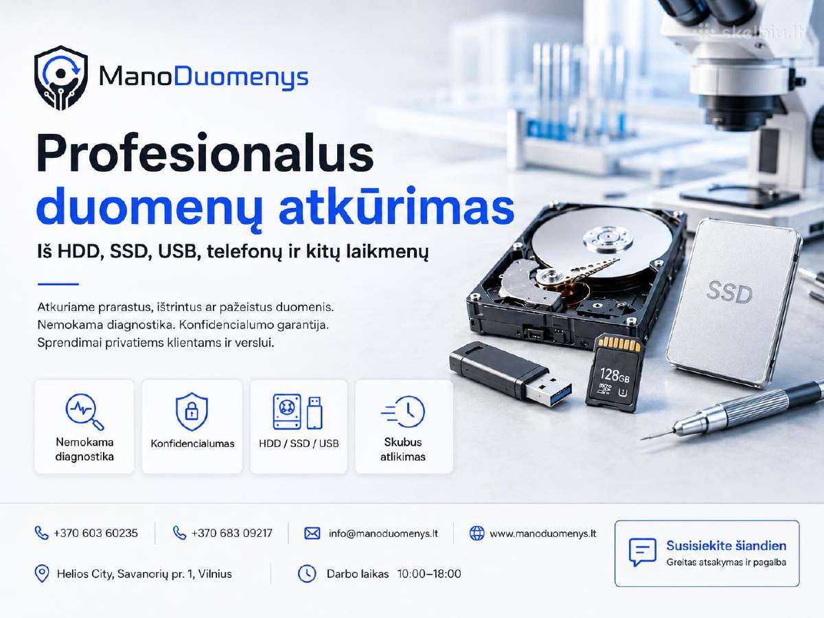 Duomenu atkurimas iš HDD/SSD/flash/raid