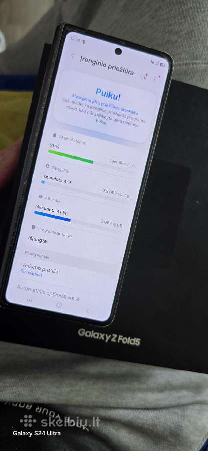 Samsung fold 5 12/512 GB būklė matoma, veikiantis.