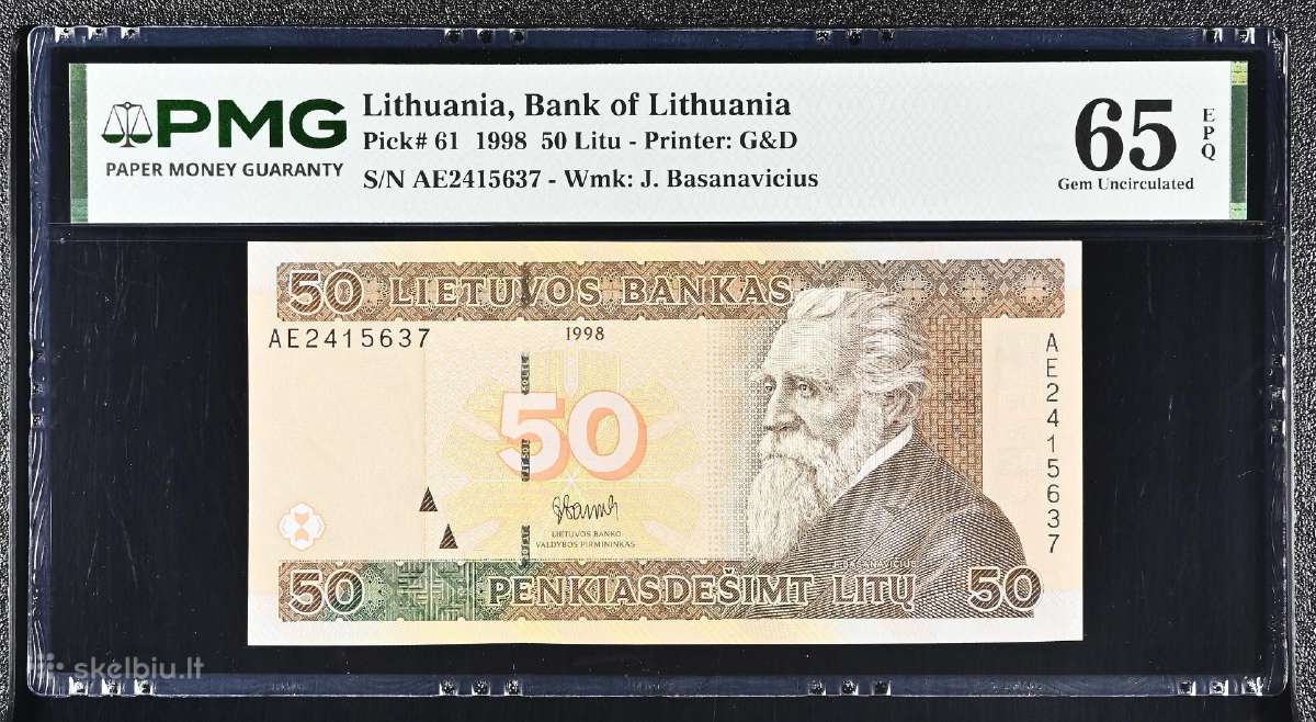 50 Litų 1998 m. Pirma Ae Serija Pmg65