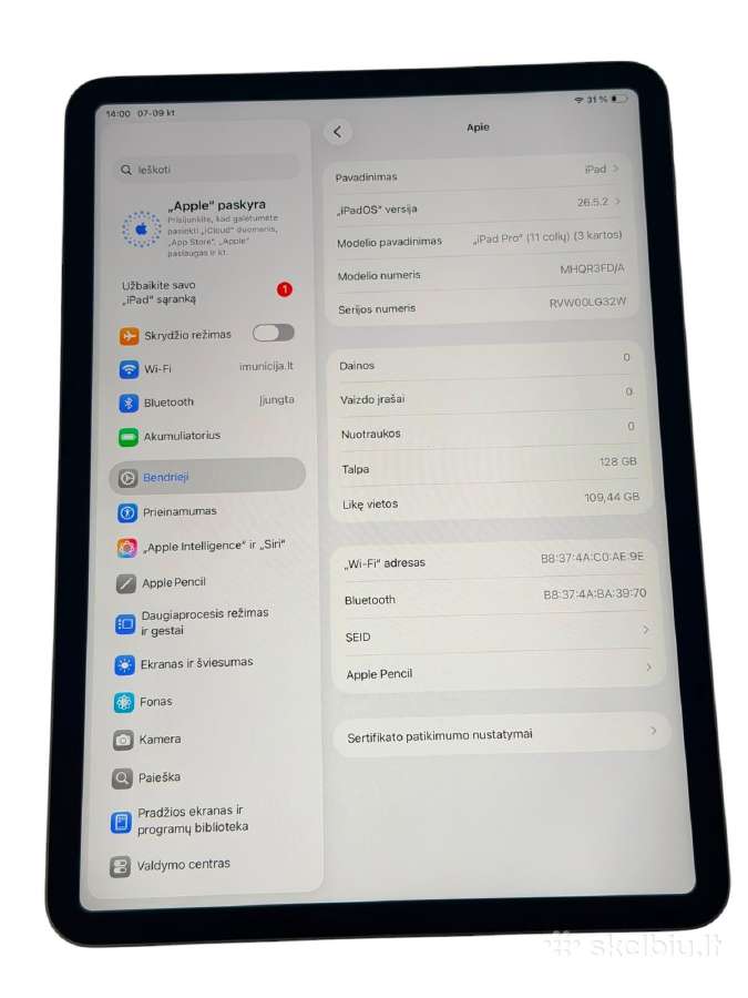 Apple iPad Pro 11-inch (3rd gen) 128gb / Apple M1 - nuotraukos Nr. 3
