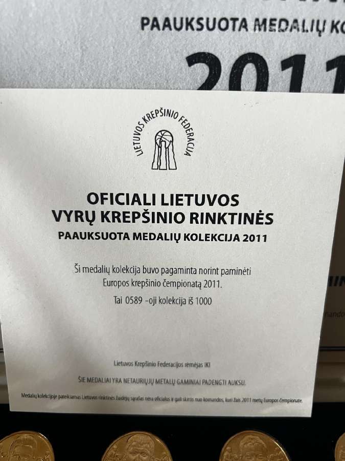 2011m Lietuvos vyrų rinktinės medalių kolekcija - nuotraukos Nr. 2