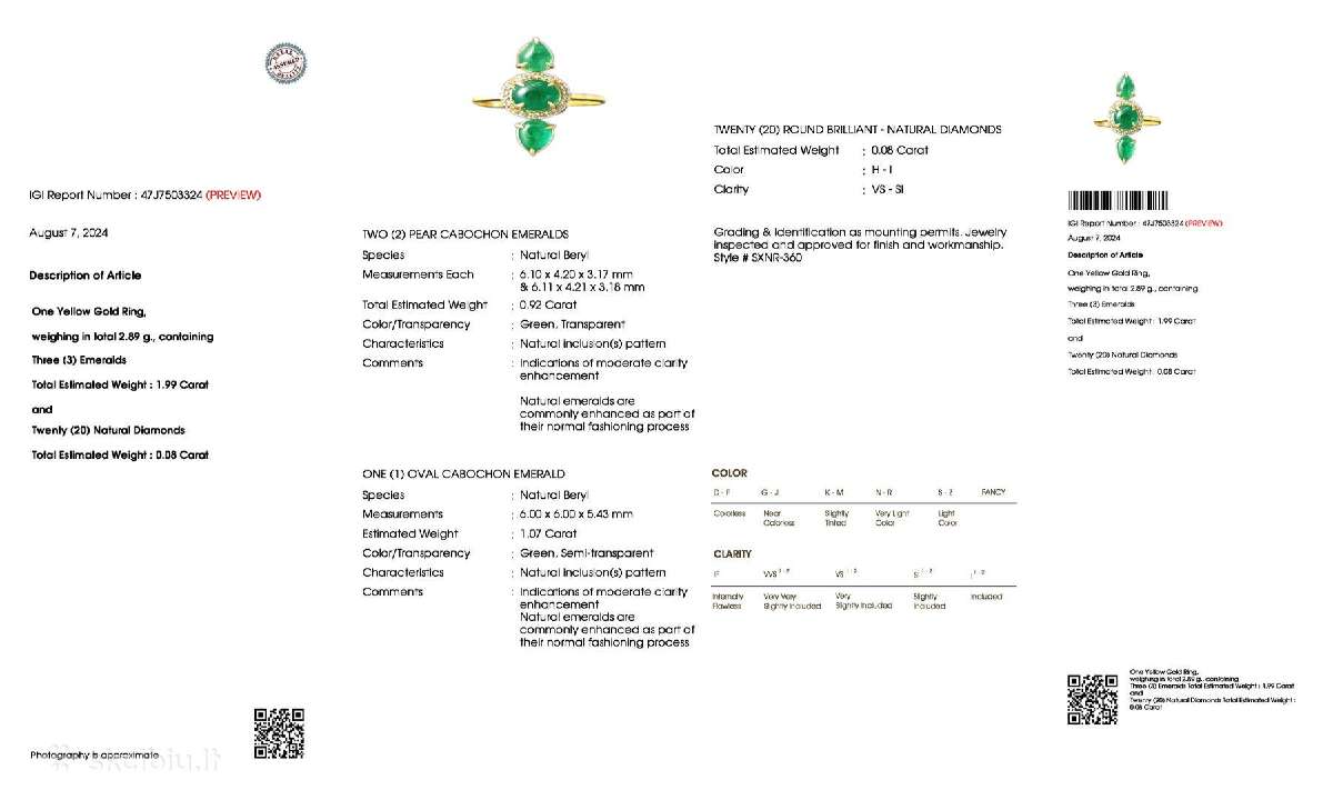 Aukso žiedai su smaragdais ir deimantais - nuotraukos Nr. 6